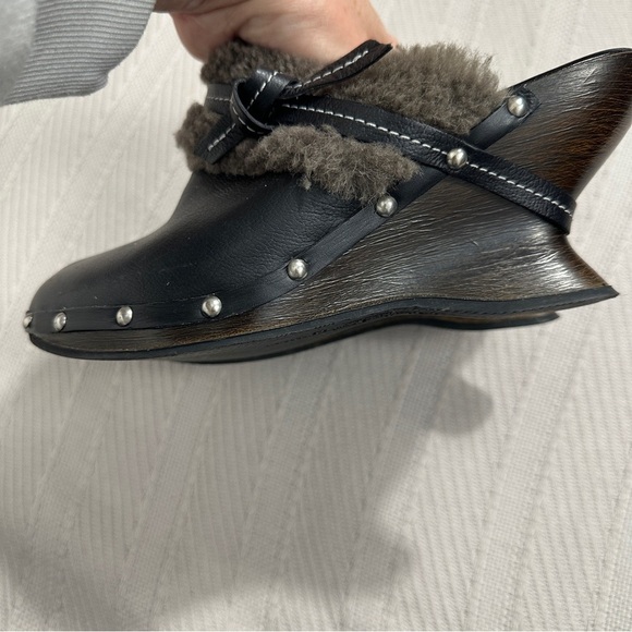 Salvatore Ferragamo dark brown leather studded mule clogs, size 8, wedge - Picture 10 of 15